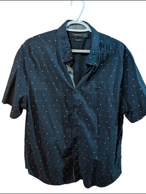 Nautica Men's Navy Short-Sleeve Button-Down with Micro Anchor Print